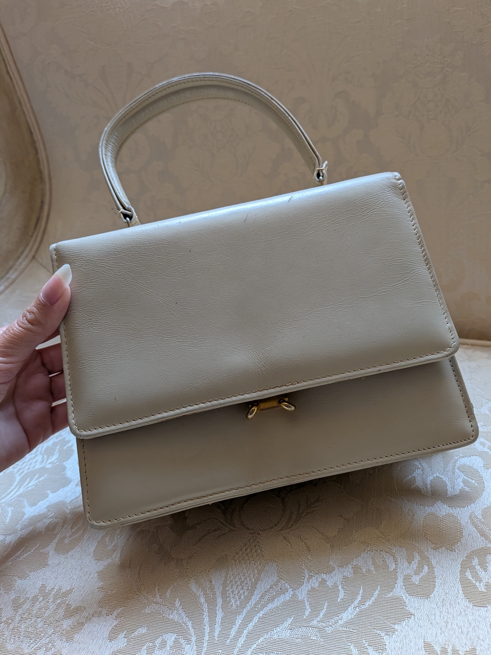 Vintage Cream Top-Handle Women’s Bag